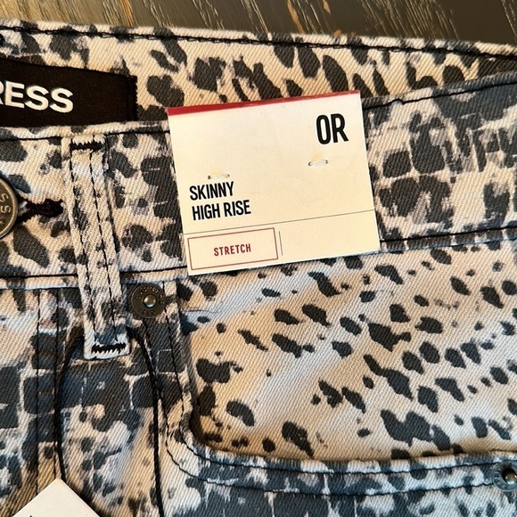 EXPRESS Stretch Skinny High Rise Snake Print Jeans, size 0 NWT - Picture 12 of 15